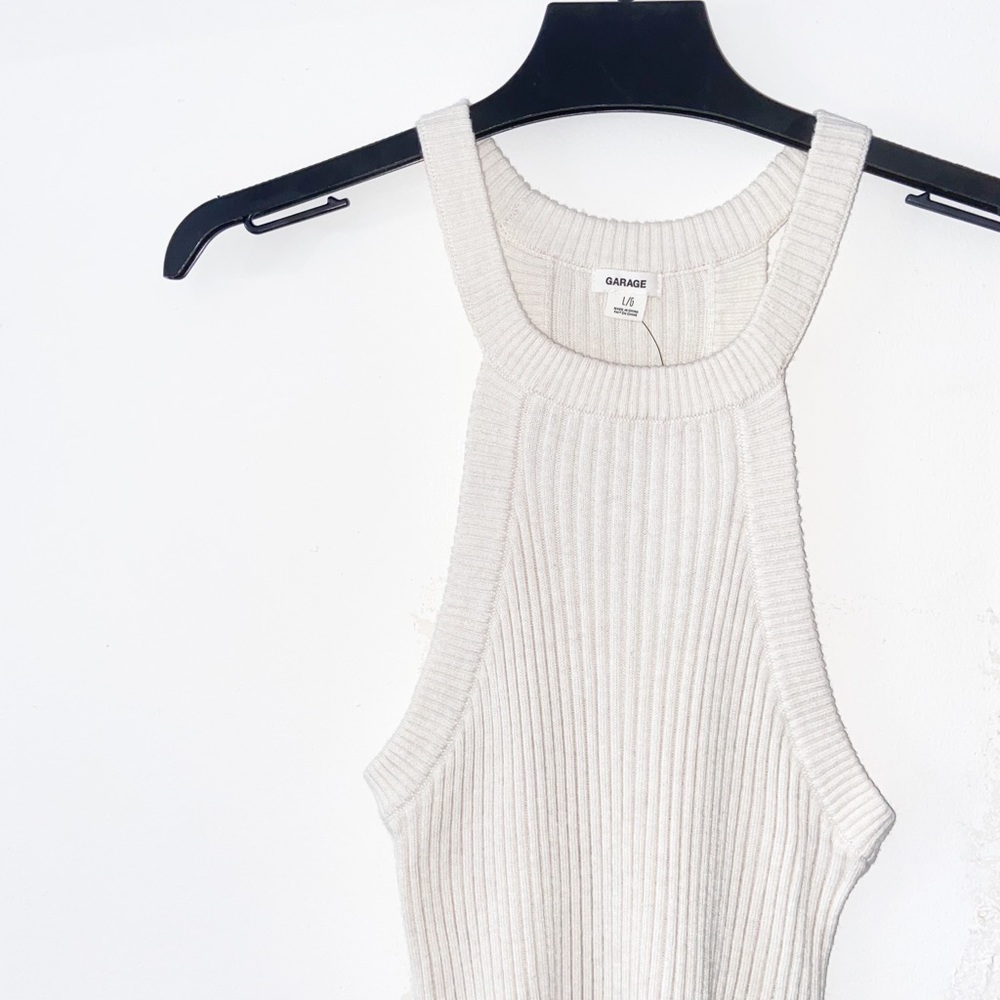 GARAGE Ribbed Knit High Neck Tank Top